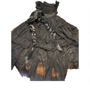 Girls Wednesday Adam's costume/ dress & wig size 7/8